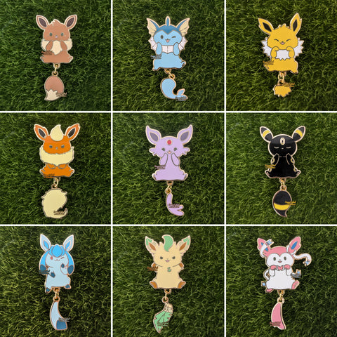 Eeveelution Dangle Tail Enamel Pins