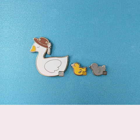 Mother Goose and Goslings Enamel Pin Set