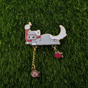 Fishing Kitty - Dangle Enamel Pin