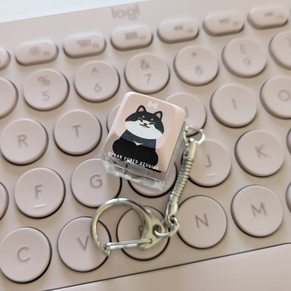 Black Shiba - Fidget Keycap Keychain