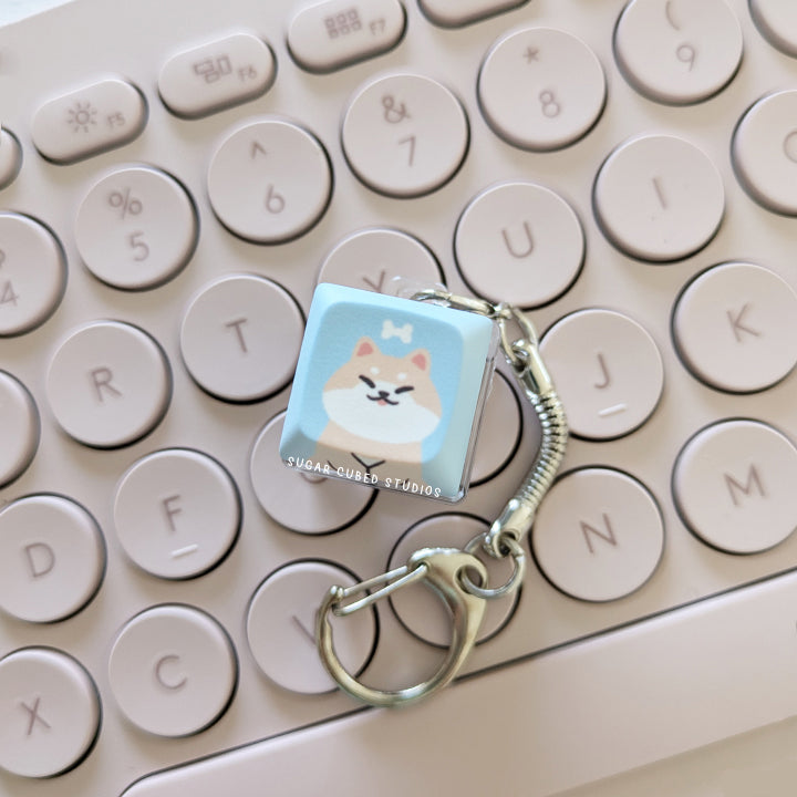 Cream Shiba - Fidget Keycap Keychain