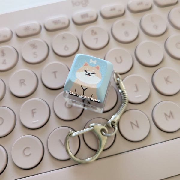 Cream Shiba - Fidget Keycap Keychain