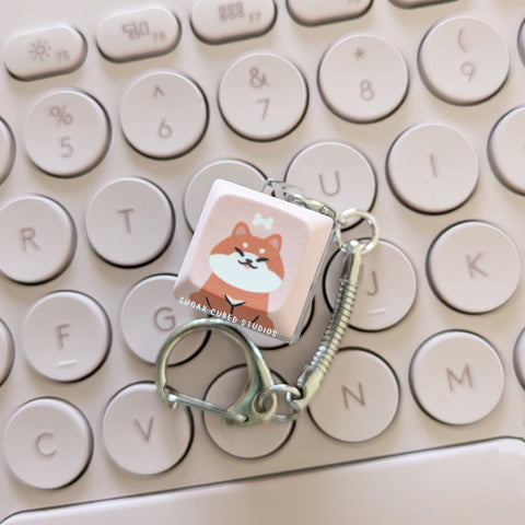 Red Shiba - Fidget Keycap Keychain