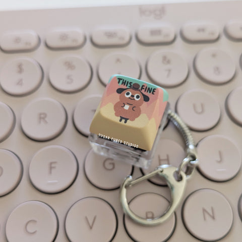 This is Fine - Fidget Keycap Keychain